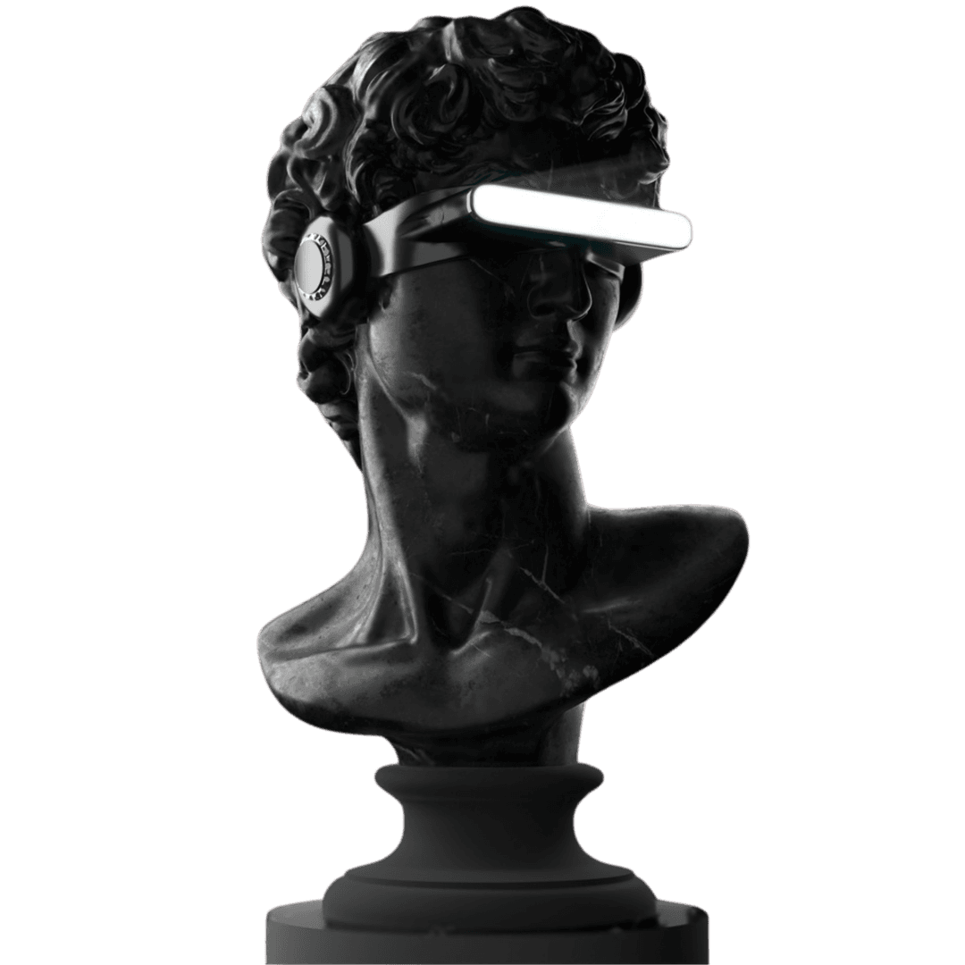 Statue with futuristic glasses